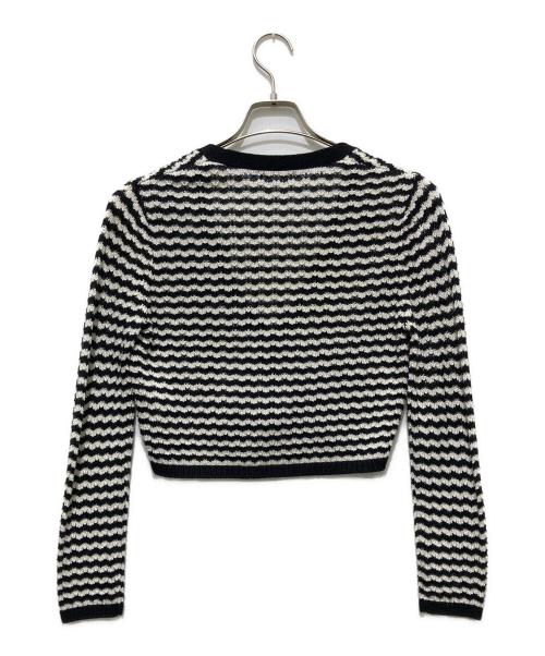 DES PRES（デ プレ）DES PRES (デ プレ) ウールレーヨンパターンニット ショートカーディガン ブラック サイズ:Fの古着・服飾アイテム