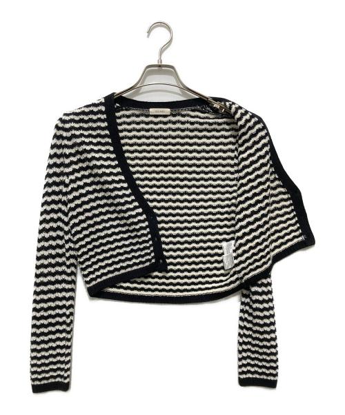 DES PRES（デ プレ）DES PRES (デ プレ) ウールレーヨンパターンニット ショートカーディガン ブラック サイズ:Fの古着・服飾アイテム