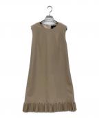 Reneルネ）の古着「エコレザープリーツノースリーブワンピース」｜ベージュ