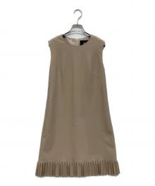 Rene（ルネ）の古着「エコレザープリーツノースリーブワンピース」｜ベージュ