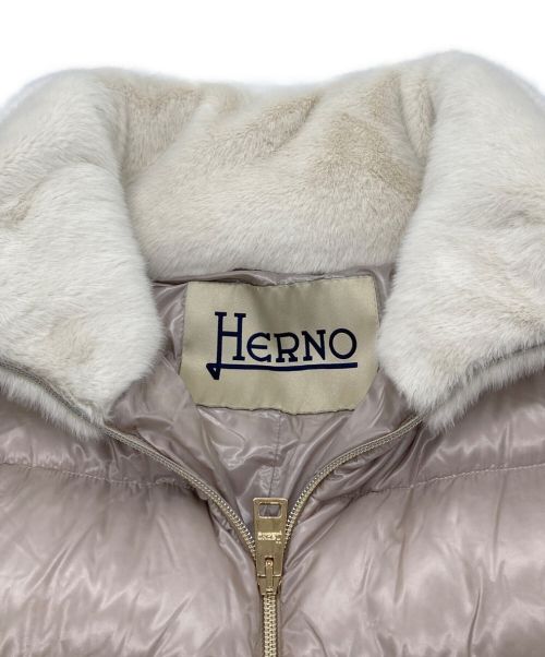 HERNO（ヘルノ）HERNO (ヘルノ) エコファー切替ダウンジャケット ベージュ サイズ:38の古着・服飾アイテム