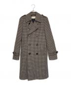 Saint Laurent Parisサンローランパリ）の古着「ハウンドトゥースダブルブレストウールコート/14AW/エディ期/Archive」｜グレー