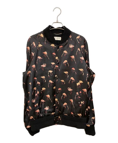 Saint Laurent Paris（サンローランパリ）Saint Laurent Paris (サンローランパリ) サテンフラミンゴボンバージャケット ブラック サイズ:44の古着・服飾アイテム