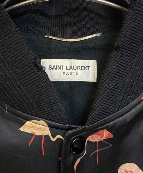 Saint Laurent Paris（サンローランパリ）Saint Laurent Paris (サンローランパリ) サテンフラミンゴボンバージャケット ブラック サイズ:44の古着・服飾アイテム