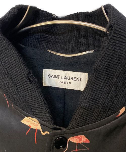 Saint Laurent Paris（サンローランパリ）Saint Laurent Paris (サンローランパリ) サテンフラミンゴボンバージャケット ブラック サイズ:44の古着・服飾アイテム