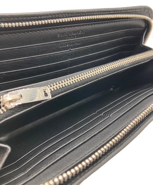 Saint Laurent Paris（サンローランパリ）Saint Laurent Paris (サンローランパリ) スタッズラウンドファスナーウォレット ブラックの古着・服飾アイテム