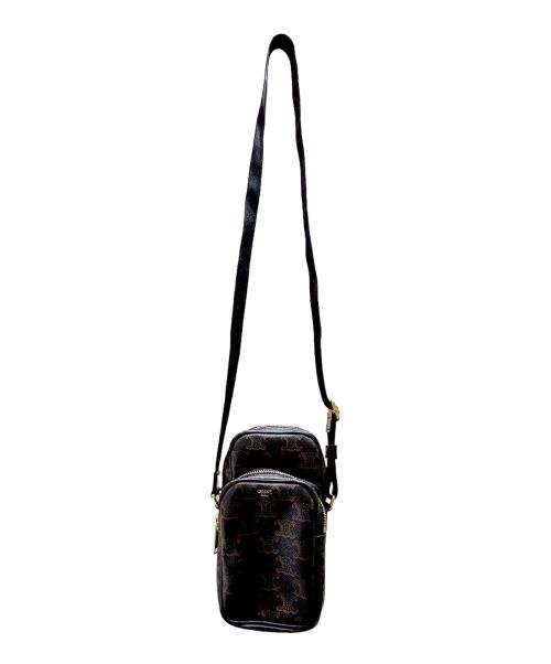CELINE（セリーヌ）CELINE (セリーヌ) トリオンフ ミニポケット ショルダーバッグ ブラウン×ブラック サイズ:ミニの古着・服飾アイテム