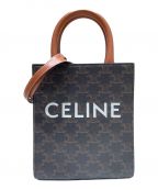 CELINEセリーヌ）の古着「ミニ バーティカル トリオンフ キャンバス カバ」｜ブラウン×ブラック