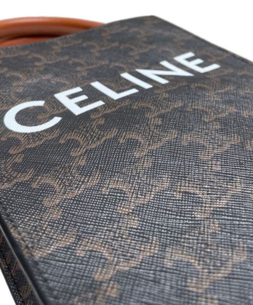 CELINE（セリーヌ）CELINE (セリーヌ) ミニ バーティカル トリオンフ キャンバス カバ ブラウン×ブラック サイズ:ミニの古着・服飾アイテム
