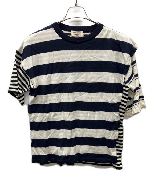 maison kitsune（メゾンキツネ）maison kitsune (メゾンキツネ) DOUBLE LAYERED TEE-SHIRT ネイビー×ホワイト サイズ:Sの古着・服飾アイテム
