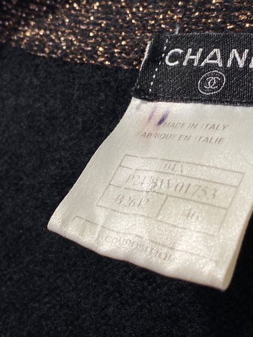 CHANEL（シャネル）CHANEL (シャネル) カシミヤ混ロングカーディガン ブラック×ゴールド サイズ:46の古着・服飾アイテム