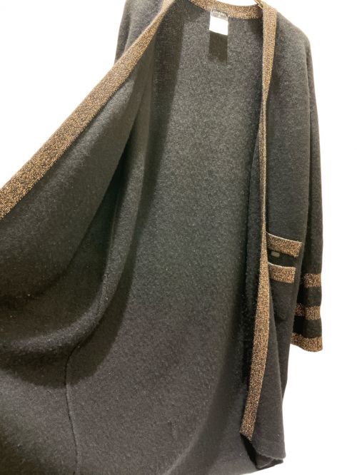 CHANEL（シャネル）CHANEL (シャネル) カシミヤ混ロングカーディガン ブラック×ゴールド サイズ:46の古着・服飾アイテム