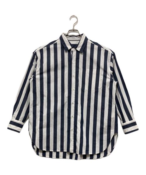 FRAMeWORK（フレームワーク）FRAMeWORK (フレームワーク) 太ピッチストライプシャツ ネイビー サイズ:FREEの古着・服飾アイテム