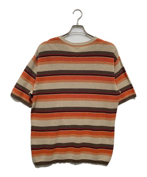 BATONER（バトナ―）BATONER (バトナ―) UNITED ARROWS (ユナイテッドアローズ) マルチボーダークルーネック半袖ニット オレンジ サイズ:2の古着・服飾アイテム