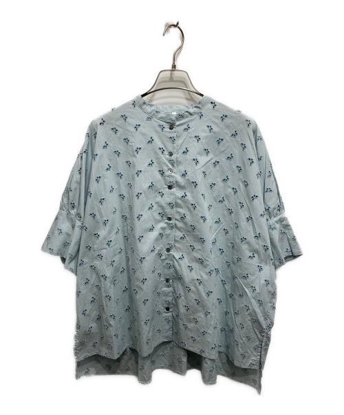 nop de nod（ノップドゥノッド）nop de nod (ノップドゥノッド) Ciel 5分丈カフス袖エンブロイダリーシャツ ブルー サイズ:Mの古着・服飾アイテム