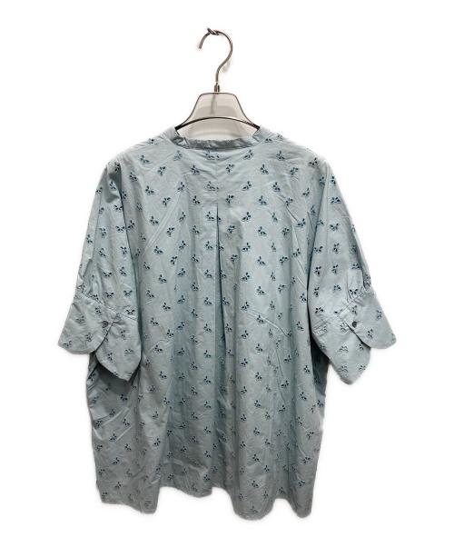 nop de nod（ノップドゥノッド）nop de nod (ノップドゥノッド) Ciel 5分丈カフス袖エンブロイダリーシャツ ブルー サイズ:Mの古着・服飾アイテム