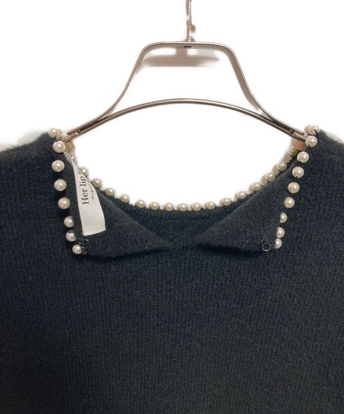 HER LIP TO（ハーリップトゥ）HER LIP TO (ハーリップトゥ) Pearl Necklace Knit Pullover ブラック サイズ:Sの古着・服飾アイテム
