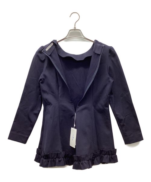 Viaggio Blu（ビアッジョブルー）Viaggio Blu (ビアッジョブルー) Like Rubber Jersey裏起毛フリルブラウス ネイビー サイズ:1 未使用品の古着・服飾アイテム