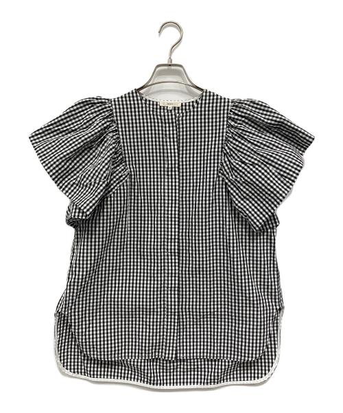 YORI（ヨリ）YORI (ヨリ) バルーンスリーブブラウス ブラック×ホワイト サイズ:36の古着・服飾アイテム