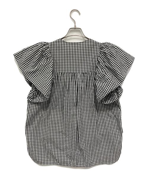 YORI（ヨリ）YORI (ヨリ) バルーンスリーブブラウス ブラック×ホワイト サイズ:36の古着・服飾アイテム