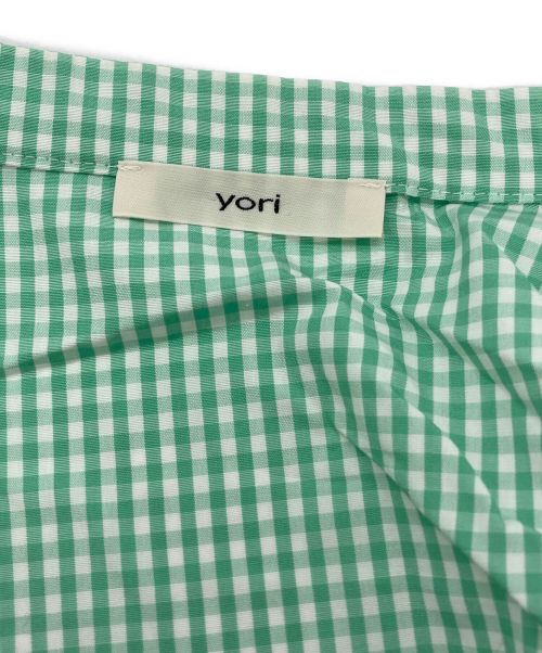 YORI（ヨリ）yori (ヨリ) ギンガムリボンパフスリーブブラウス グリーン サイズ:SIZE Freeの古着・服飾アイテム