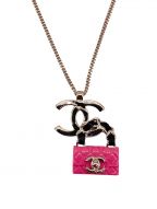CHANELシャネル）の古着「マトラッセバッグモチーフネックレス」｜ピンク×ゴールド