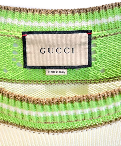 GUCCI（グッチ）GUCCI (グッチ) ストライプ GG コットン セーター サイズ:XSの古着・服飾アイテム