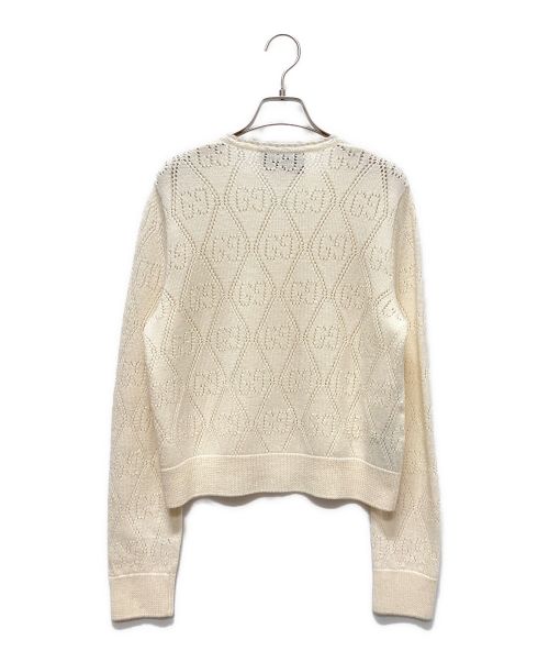 GUCCI（グッチ）GUCCI (グッチ) GGパーフォレーテッドクロップド カーディガン ホワイト サイズ:Mの古着・服飾アイテム