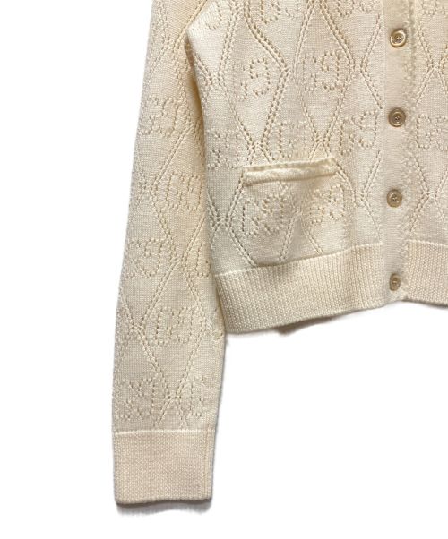 GUCCI（グッチ）GUCCI (グッチ) GGパーフォレーテッドクロップド カーディガン ホワイト サイズ:Mの古着・服飾アイテム