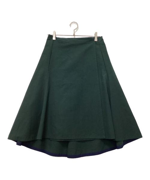 DRAWER（ドゥロワー）DRAWER (ドゥロワー) コットンレーヨンラップスカート グリーン サイズ:36の古着・服飾アイテム