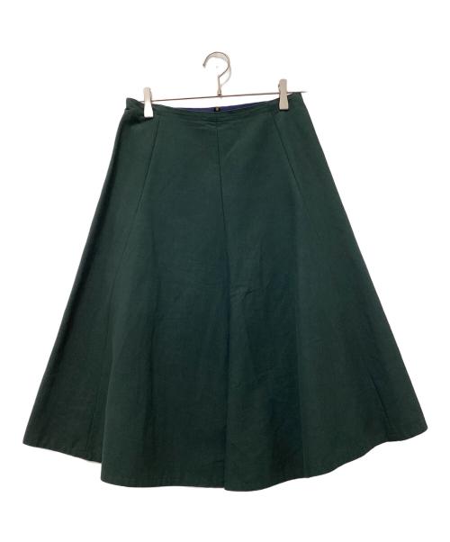 DRAWER（ドゥロワー）DRAWER (ドゥロワー) コットンレーヨンラップスカート グリーン サイズ:36の古着・服飾アイテム