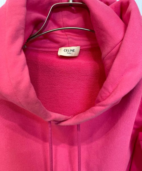 CELINE（セリーヌ）CELINE (セリーヌ) コットンパーカーフードロゴ ピンク サイズ:Lの古着・服飾アイテム