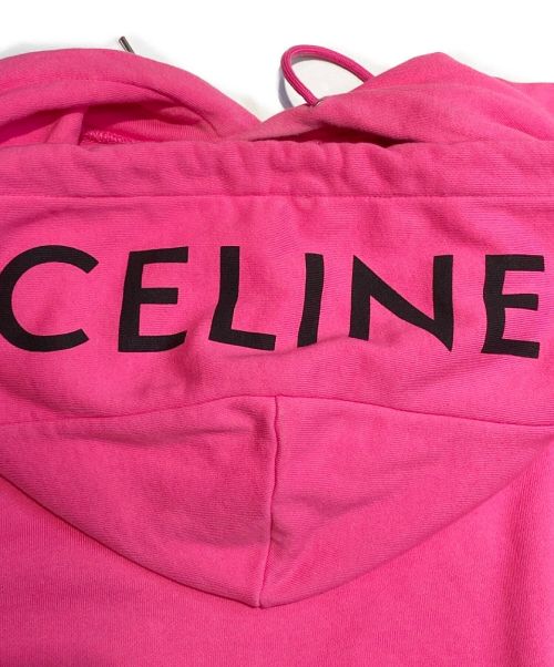 CELINE（セリーヌ）CELINE (セリーヌ) コットンパーカーフードロゴ ピンク サイズ:Lの古着・服飾アイテム