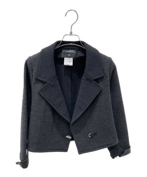 CHANEL（シャネル）CHANEL (シャネル) ウール混クロップドジャケット チャコールグレー サイズ:34の古着・服飾アイテム