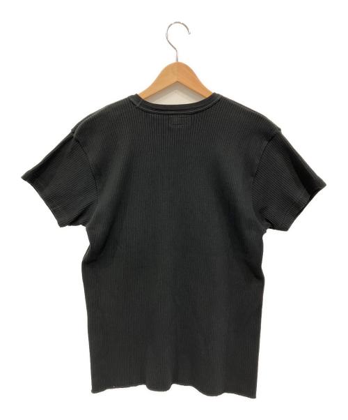 DAPPER'S（ダッパーズ）DAPPER'S (ダッパーズ) Needle Pulling Fabric Crew Neck Tee ブラック サイズ:38の古着・服飾アイテム