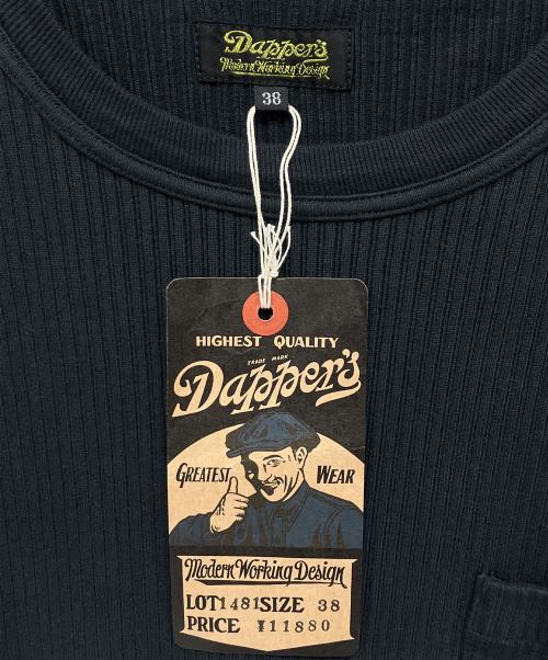 DAPPER'S（ダッパーズ）DAPPER'S (ダッパーズ) Needle Pulling Fabric Crew Neck Tee ブラック サイズ:38の古着・服飾アイテム