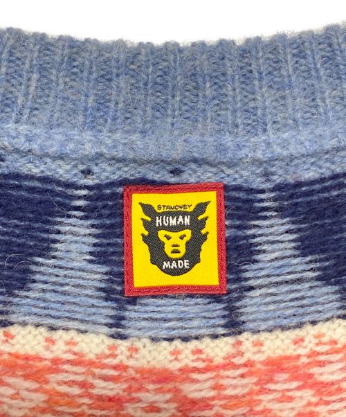 HUMAN MADE（ヒューマンメイド）HUMAN MADE (ヒューマンメイド) DUCK JACQUARD KNIT SWEATER ブルー サイズ:Lの古着・服飾アイテム