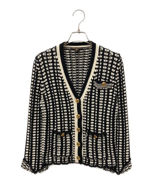 LOUIS VUITTON（ルイ ヴィトン）LOUIS VUITTON (ルイ ヴィトン) レトロニットジャケット ブラック×ホワイト サイズ:Sの古着・服飾アイテム