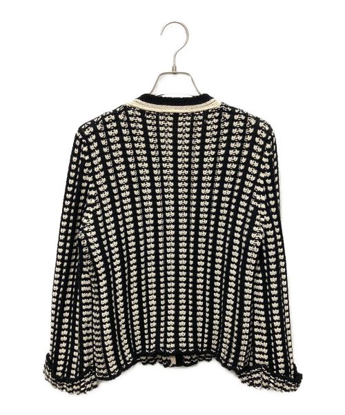 LOUIS VUITTON（ルイ ヴィトン）LOUIS VUITTON (ルイ ヴィトン) レトロニットジャケット ブラック×ホワイト サイズ:Sの古着・服飾アイテム