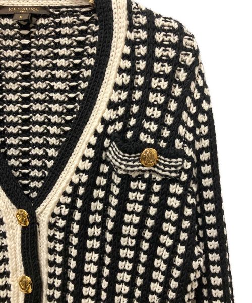 LOUIS VUITTON（ルイ ヴィトン）LOUIS VUITTON (ルイ ヴィトン) レトロニットジャケット ブラック×ホワイト サイズ:Sの古着・服飾アイテム