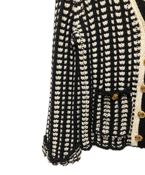 LOUIS VUITTON（ルイ ヴィトン）LOUIS VUITTON (ルイ ヴィトン) レトロニットジャケット ブラック×ホワイト サイズ:Sの古着・服飾アイテム