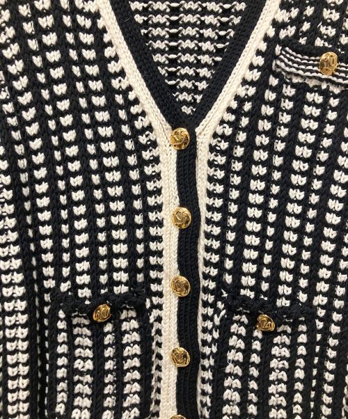 LOUIS VUITTON（ルイ ヴィトン）LOUIS VUITTON (ルイ ヴィトン) レトロニットジャケット ブラック×ホワイト サイズ:Sの古着・服飾アイテム
