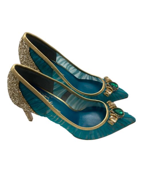 DIANA（ダイアナ）DIANA (ダイアナ) DISNEY (ディズニー) ヒールパンプス グリーン サイズ:23.5の古着・服飾アイテム