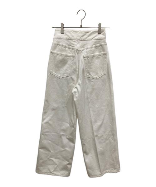 MACPHEE（マカフィー）MACPHEE (マカフィー) コットンホワイトデニム ベルテッドラップパンツ ホワイト サイズ:34の古着・服飾アイテム