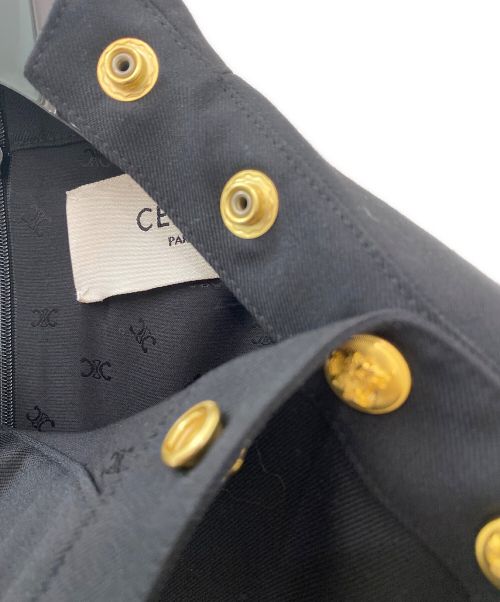 CELINE（セリーヌ）CELINE (セリーヌ) ハイネックボタンドレス ブラック サイズ:42の古着・服飾アイテム