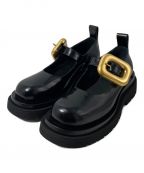 BOTTEGA VENETAボッテガベネタ）の古着「23AW ブラッシュレザー メアリージェーン フラットシューズ」｜ブラック