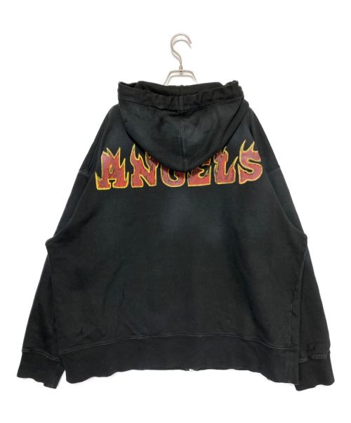 Palm Angels（パーム エンジェルス）Palm Angels (パーム エンジェルス) LOGO FLAMES ZIPPED VINT HOODY ブラック サイズ:XLの古着・服飾アイテム