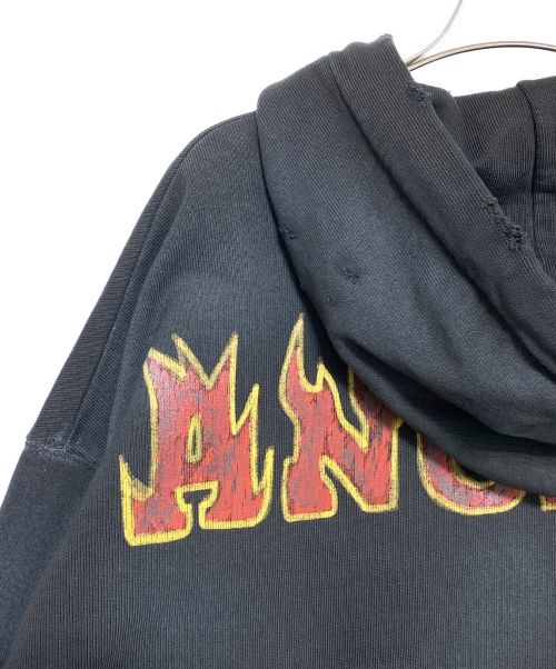 Palm Angels（パーム エンジェルス）Palm Angels (パーム エンジェルス) LOGO FLAMES ZIPPED VINT HOODY ブラック サイズ:XLの古着・服飾アイテム