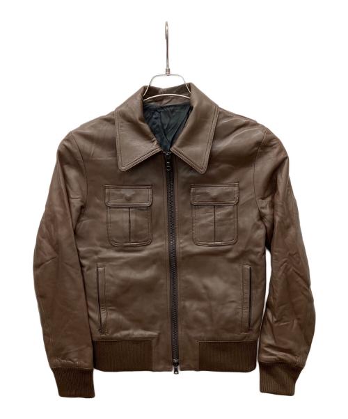LITHIUM HOMME（リチウムオム・ファム）LITHIUM HOMME (リチウムオム・ファム) ラムレザージャケット ブラウン サイズ:44の古着・服飾アイテム