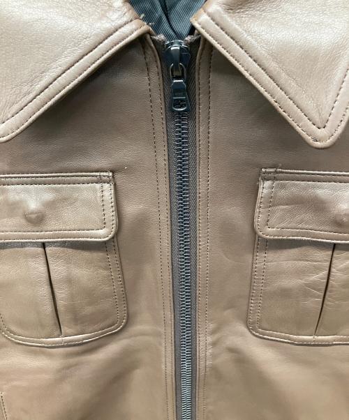 LITHIUM HOMME（リチウムオム・ファム）LITHIUM HOMME (リチウムオム・ファム) ラムレザージャケット ブラウン サイズ:44の古着・服飾アイテム